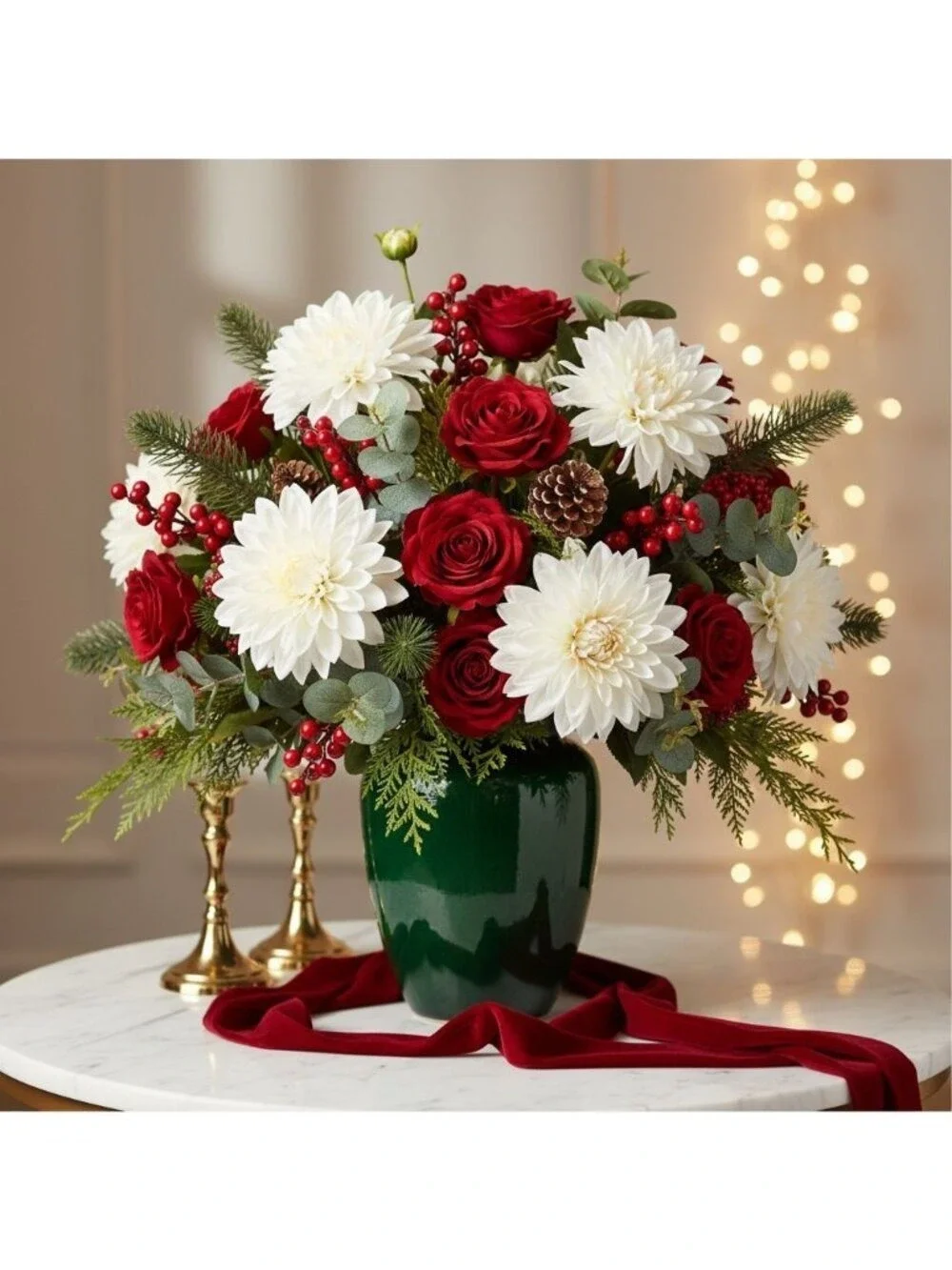 White Dahlia Faux Flower Stem Large 24 Inch Bloom 5 Inch Artificial Real